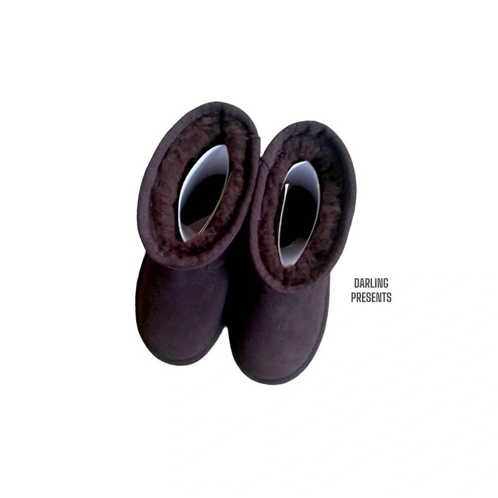 Aussie Merino Suede Boots Kids Color Brown Size Y11